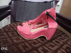 Women's Pair Of Pink Wedge Sandals