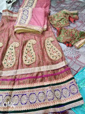 Women's Pink And Brown Paisley Sari