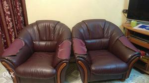 A 3 seater sofa and 2 single seater sofas Colour:Maroon
