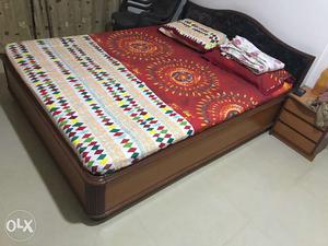 Bed made at home with kurlon mattress with back