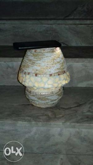 Beige Ceramic Lamp With Remote Control