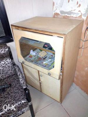 Beige Wooden TV Armoire