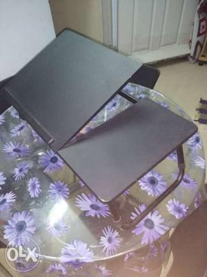 Black Wooden Lap Desk With Black Metal Base