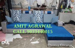 Blue And White L-sectional Cocuh