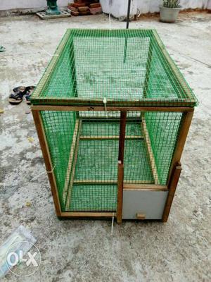 Brown And Green Wooden Pet Cage