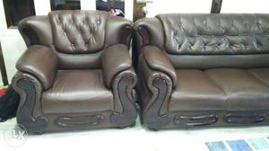 Brown Leather Tufted Sofa Chair