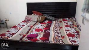 Double bed with storage, Polished wooden almirah,