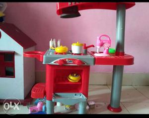 Gray And Red Plastic Kitchen Toy Set