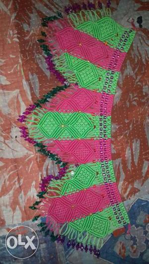 Green And Pink Braided Textile