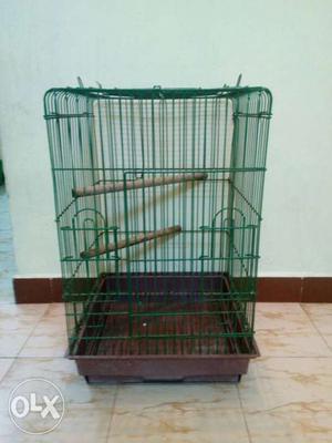 Green And White Metal Birdcage