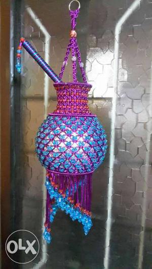 Purple And Blue Beaded Hanging Decor