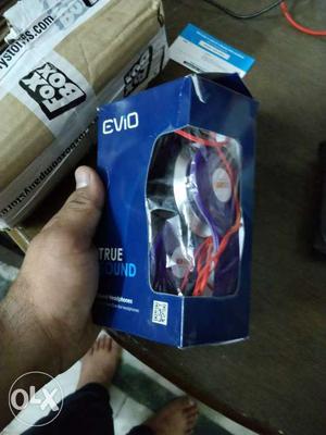 Purple And Red EViO Headphones And Box brand new unused