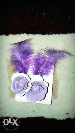 Purple And White Feather And Flower Party Favor