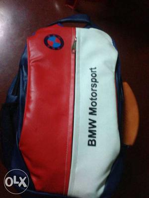 Red, Blue, And White BMW Motosport Bag