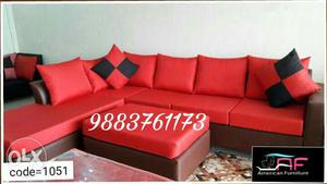 Red Sectional Sofa With Matching Ottoman