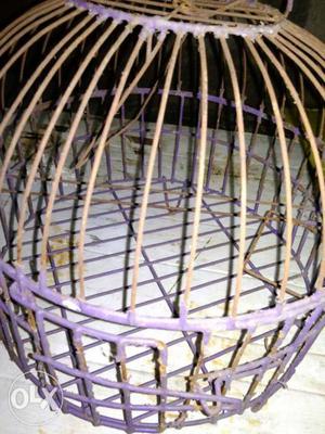 Small Size Round Brown And Purple Metal Birdcage