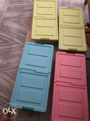Storage boxes with wheels, hardly used for 15 days