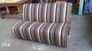 White And Black Stripes Padded Sofa