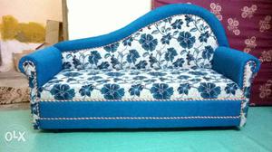 White And Blue Floral Sofa