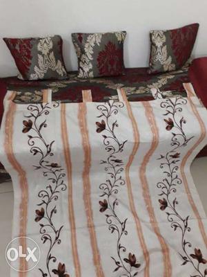 White And Brown Floral Bed Sheet