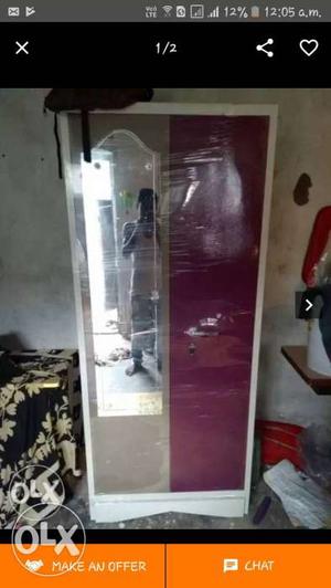 White And Maroon Wardrobe With Mirror Whole rate