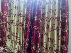 White And Red Floral Curtain