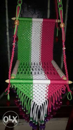 White, Red And Green Hanging Chair