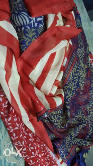 White, Red, Blue, And Brown Floral Blanket