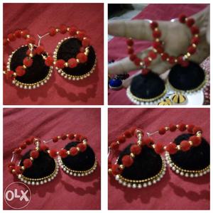 Black-and-red Jhumka Earrings Collage