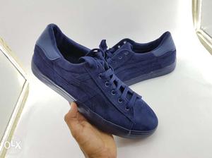 Blue Puma Suede Low Top Sneakers