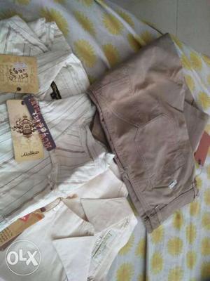 Gray Pants And White And Brown Dress Shirt