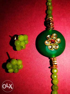 Lemon green Agate stone necklace n earrings..