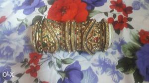 Metal stone bangles 2/6 size very good conition