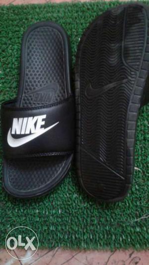 Pair Of Black Nike Slide-on Sandals