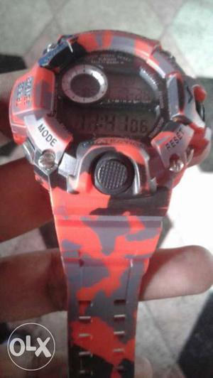 Red And Gray Casio G-Shock Digital Sports Watch