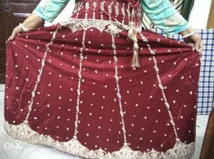 Red And Gray Floral Anarkali