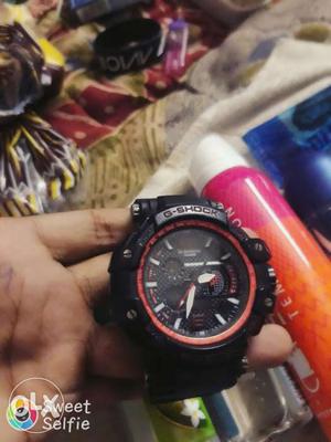 Round Black And Red Casio G-Shock Chronograph Watch