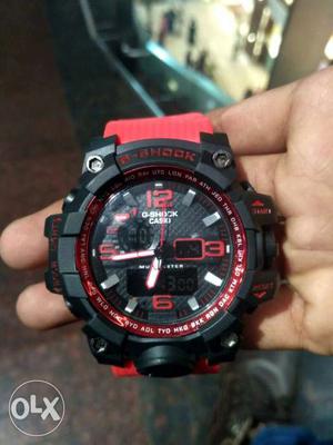 Round Black And Red Casio G-shock Sport Watch
