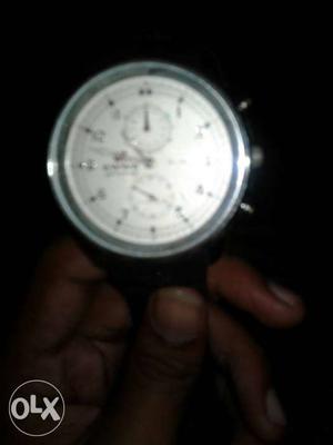 Round White Faced Chronograph Watch