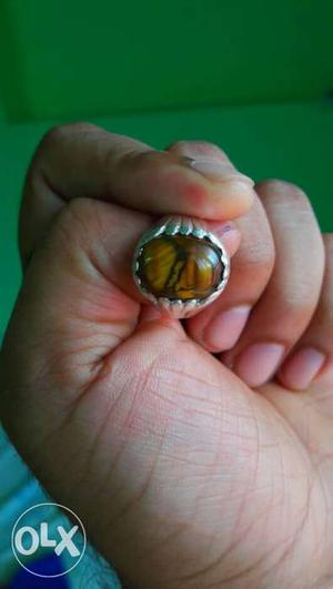 TIGER Eye" Gem Stone with Silver Ring