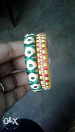 Two Green And Yellow Bracelets