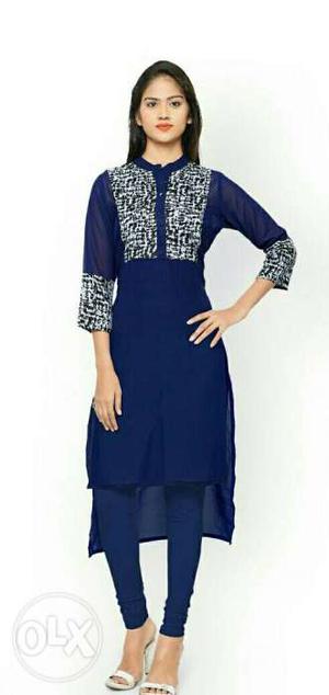 Women's Blue Long Sleeve Sharwani