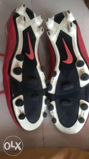 Pair Of Red,black And White Nike Soccer Cleats