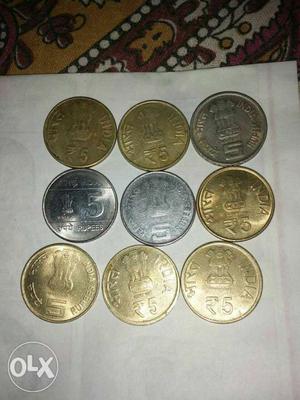 Three Silver And Six Gold Coins