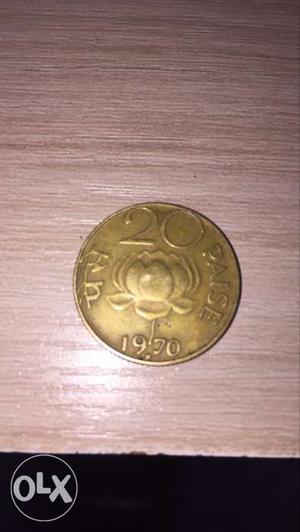 20 Paise Gold Colour Coin 