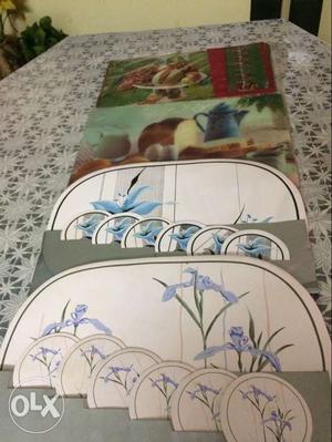 4 sets table mats(6 pcs each) with 6 pc coasters in 3. 2