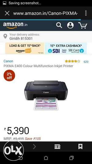 Black Canon Pixma E400 Colour Multifunction Inket Printer