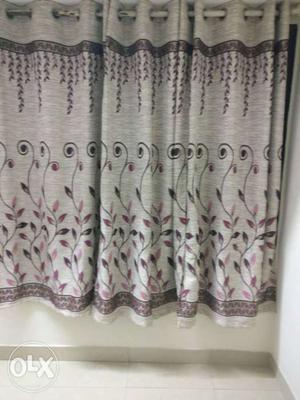 Floral Gray purple Window curtains 4 pieces