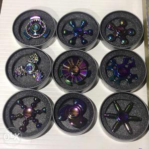 Nine Iridescent Fidget Spinners
