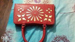 Red Leather Hand Bag